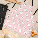 Clock Pattern Pink Blackground Adjustable Apron