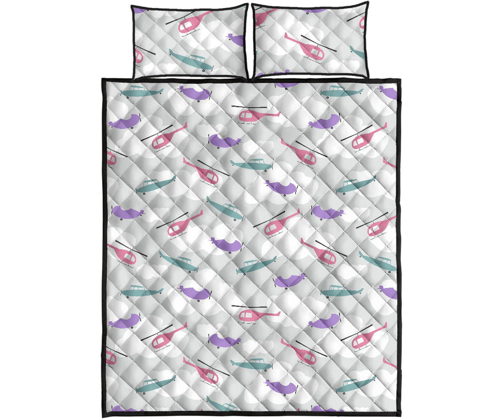 Helicopter plane pattern Quilt Bed Set