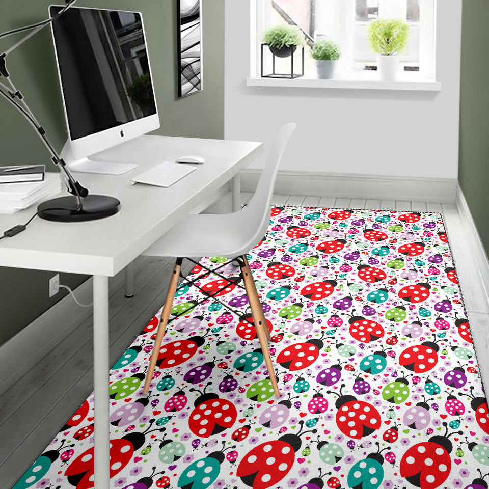 Ladybug Pattern Print Design 03 Area Rug
