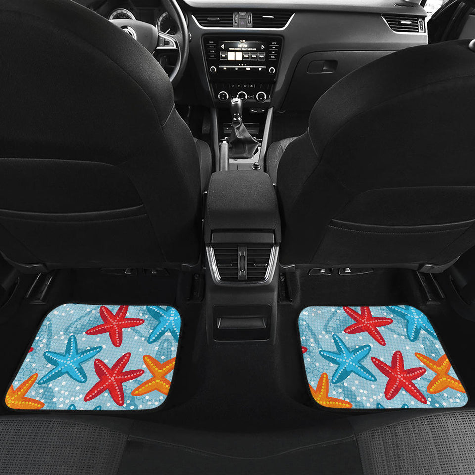 Blue Red Orange Starfish Pattern Front And Back Car Mats