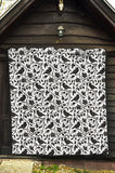 Crow Dark Floral Pattern Premium Quilt