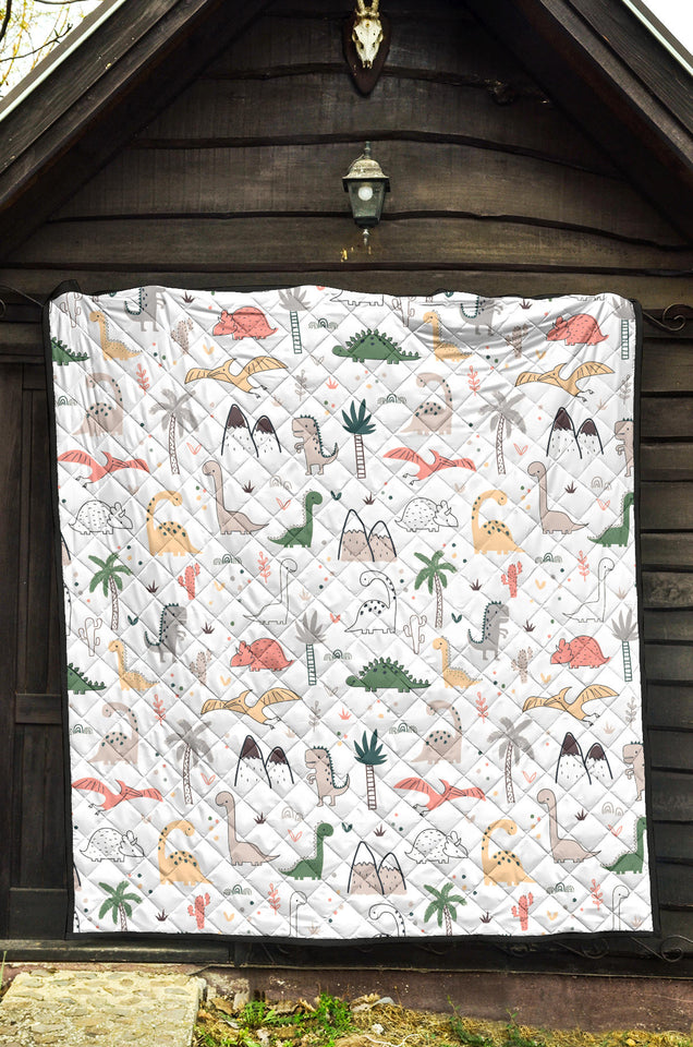 Cute Cartoon Dinosaurs Tree Pattern Premium Quilt