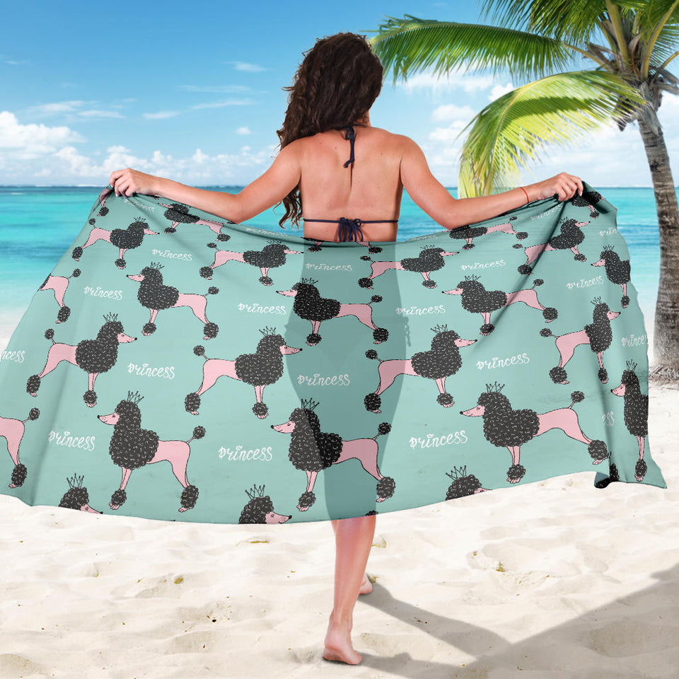 Poodle Dog Green Background Sarong