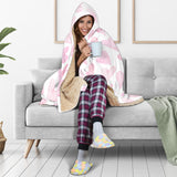 Watercolor Pink Heart Pattern Hooded Blanket