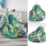 Colorful Parrot Exotic Flower Leaves Bean Bag Cover