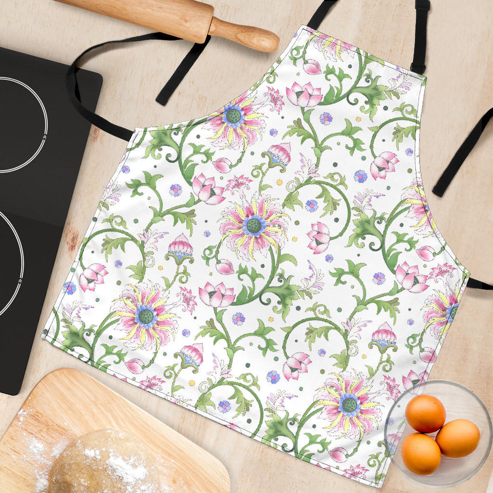 Beautiful Pink Lotus Waterlily Leaves Pattern Adjustable Apron