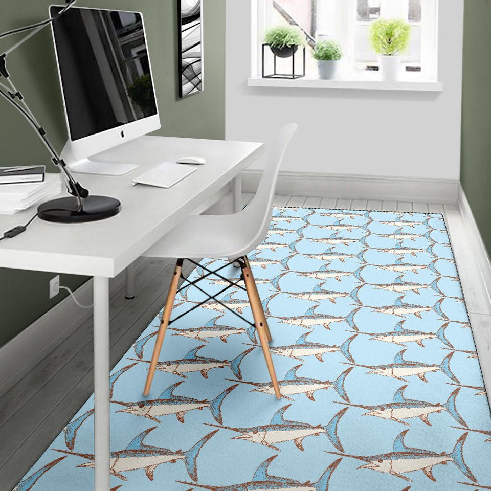 Swordfish Pattern Print Design 01 Area Rug