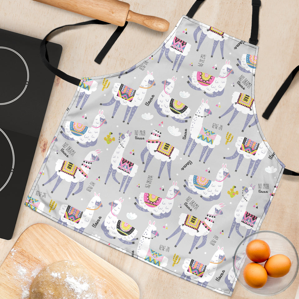 Cute Llama Alpaca Pattern Adjustable Apron