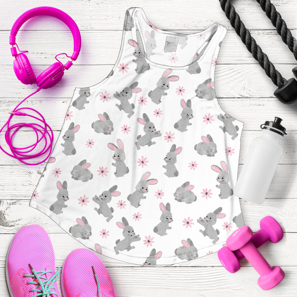 Watercolor cute rabbit pattern Women Racerback Tank Top