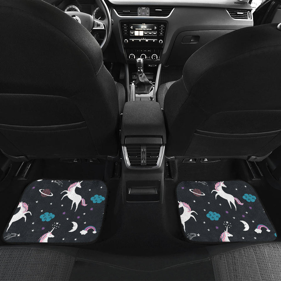Unicorn Rainbows Moon Clound Star Pattern Front And Back Car Mats