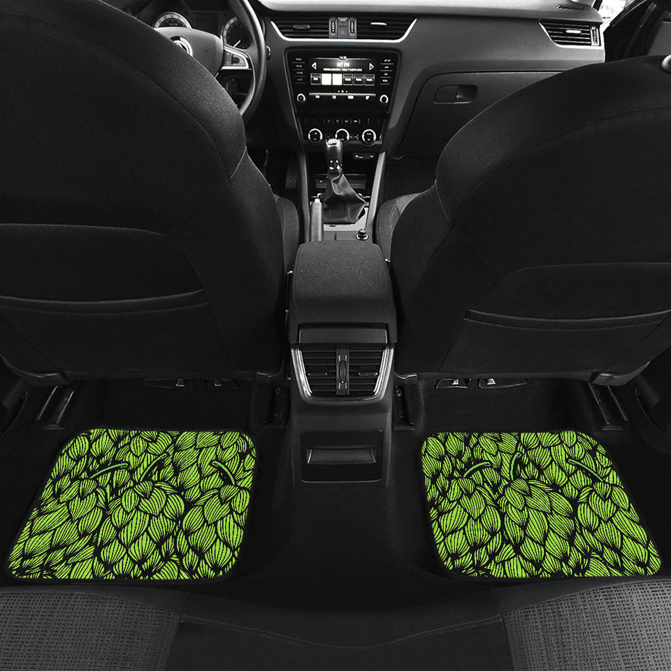 Green Hop Pattern Front And Back Car Mats