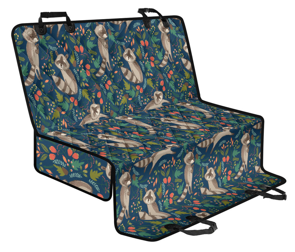 Raccoon Tropical Leaves Pattern Dog Car Seat Covers