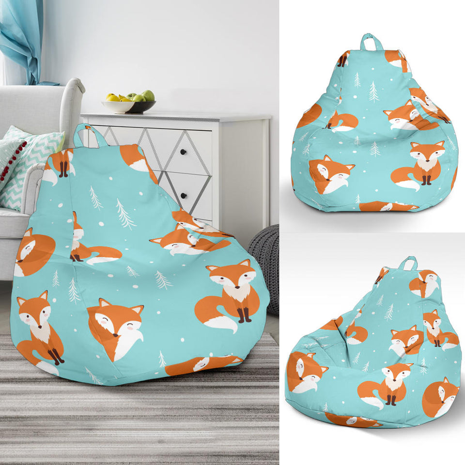 Fox Pattern Blue B Ackground Bean Bag Cover