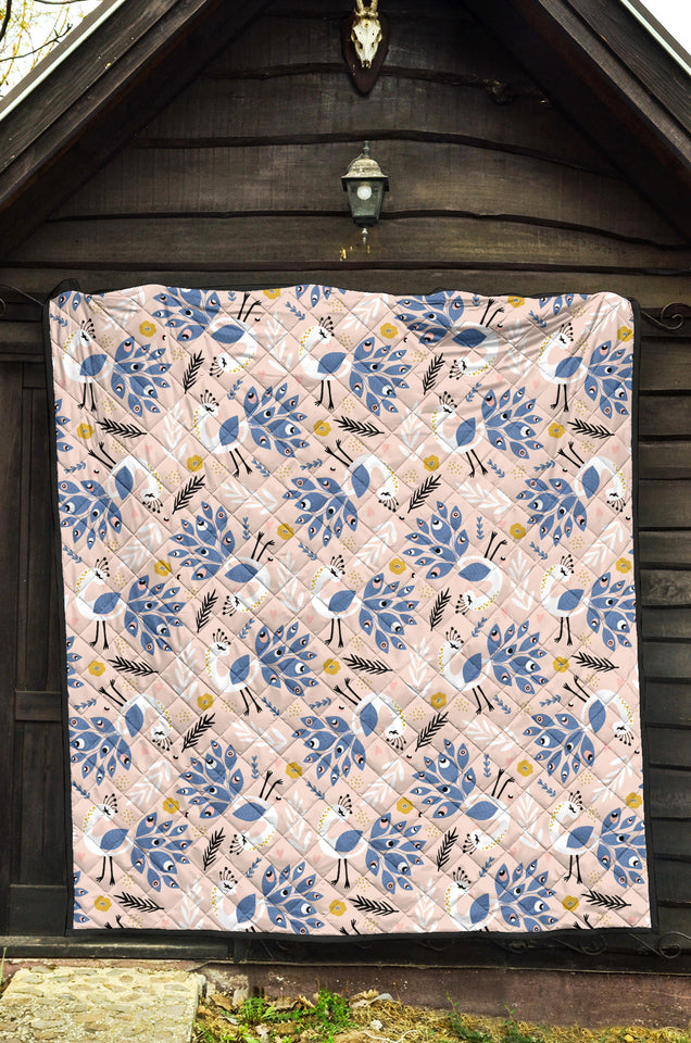 Cute Peacock Pattern Premium Quilt