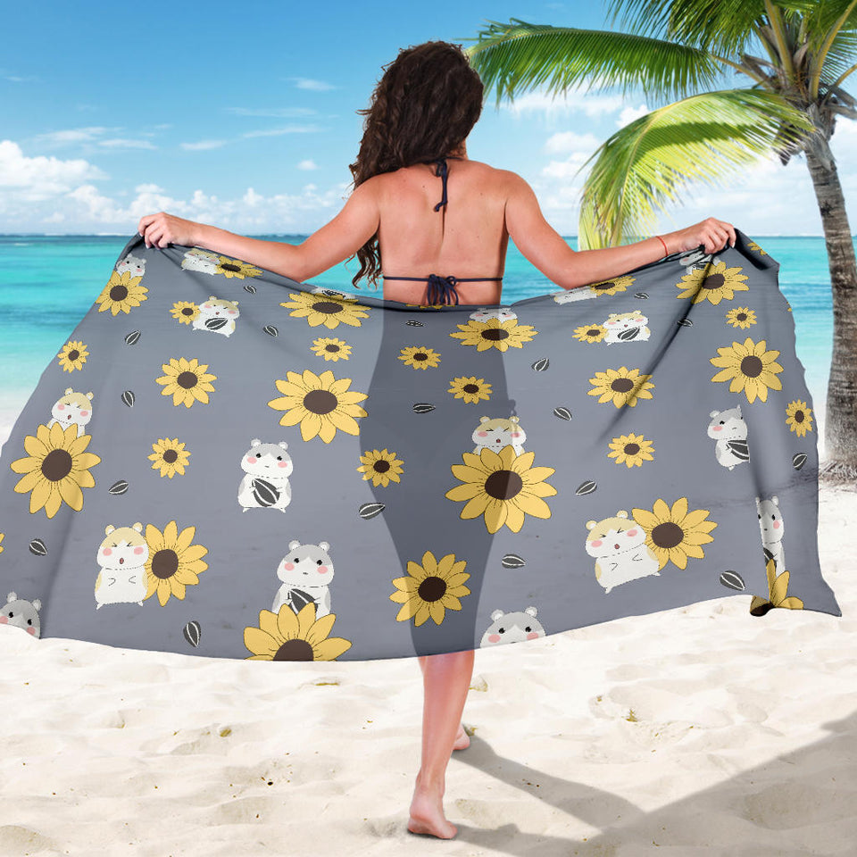 Cute Hamster Sunflower Pattern Background Sarong