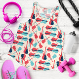 Red Blue guitar pattern Women Racerback Tank Top