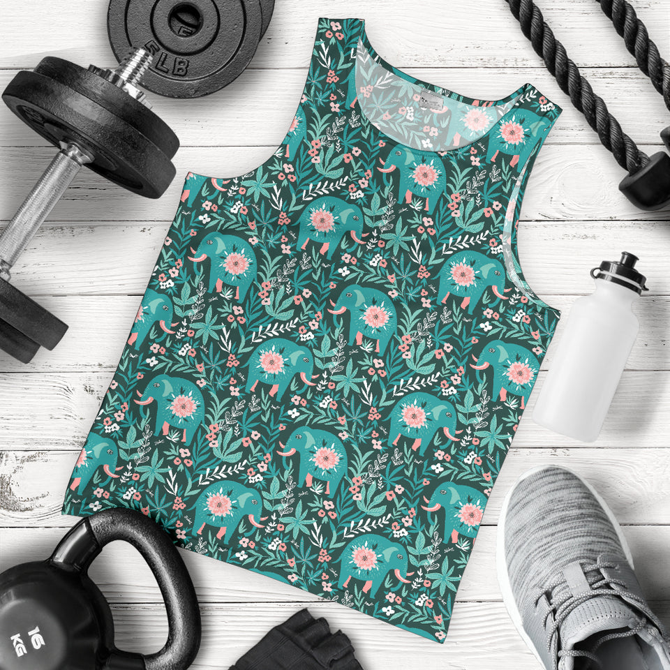 Elephants jungle pattern Men Tank Top