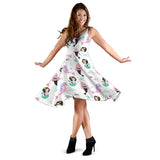 Cute Mermaid Dolphin Fish Starfish Pattern Sleeveless Midi Dress