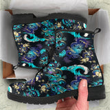 Dragon Sea Wave Pattern Leather Boots