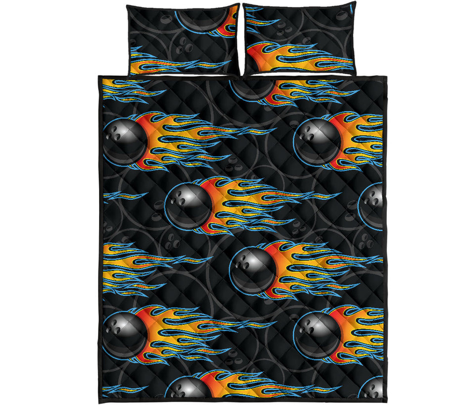 Bowling balls flame pattern Quilt Bed Set