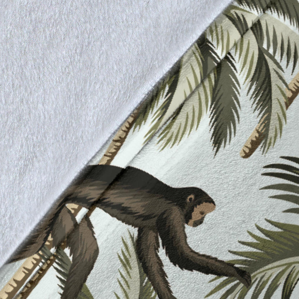 Monkey Sloth Lemur Palm Trees Pattern Premium Blanket
