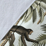 Monkey Sloth Lemur Palm Trees Pattern Premium Blanket