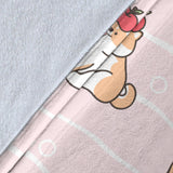 Cute Shiba Inu Dog Apple Pattern Premium Blanket