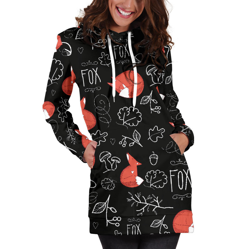 Fox Sleeping Fox Pattern Women'S Hoodie Dress