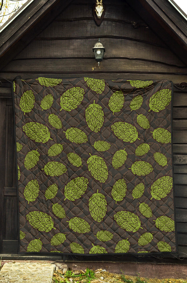 Hop Pattern Black Background Premium Quilt