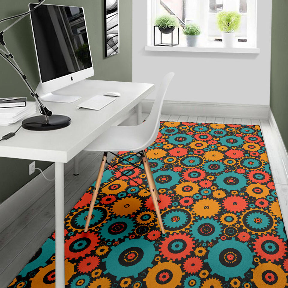 Gear Pattern Print Design 01 Area Rug