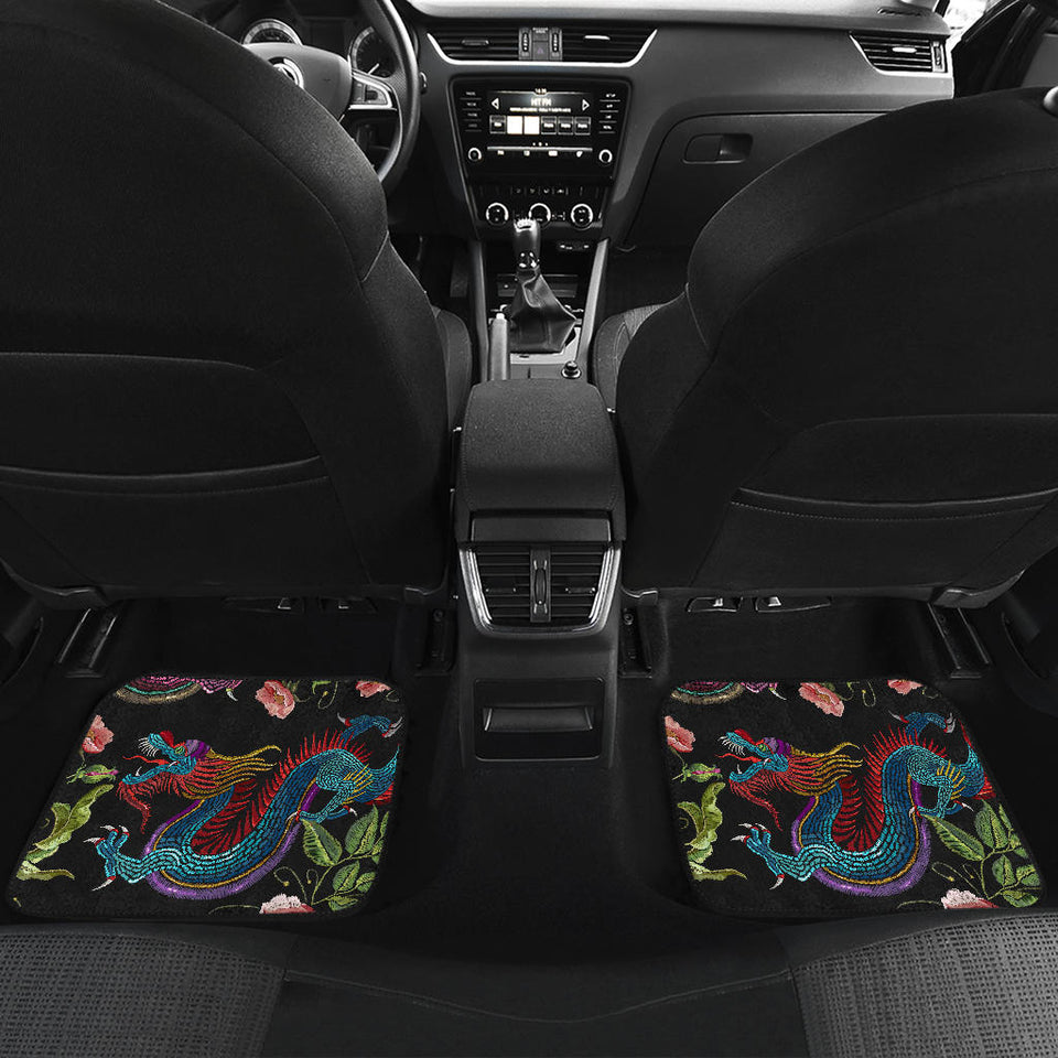 Dragons Flower Pattern Front And Back Car Mats