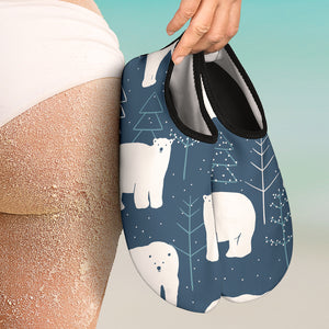 Polar Bear Mother Her Child Pattern Aqua Shoes