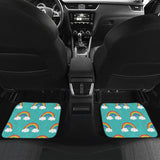 Rainbow Pattern Green Background Front And Back Car Mats
