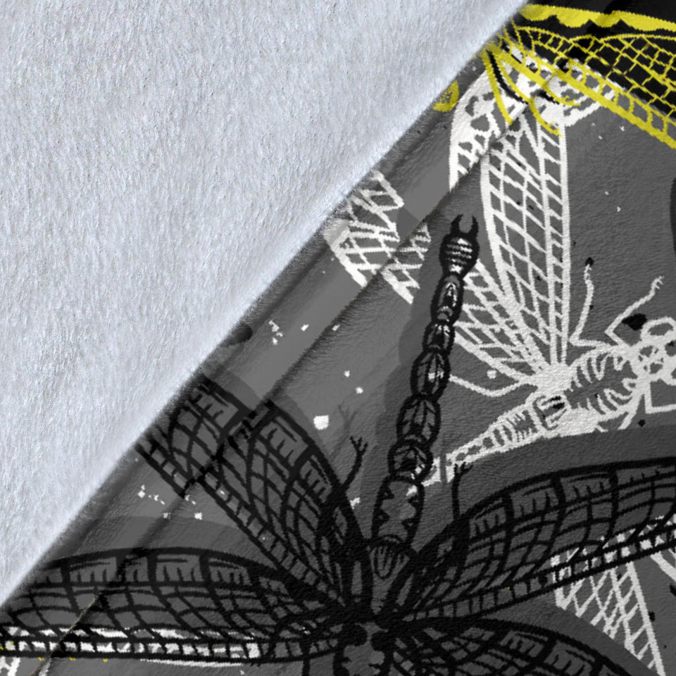 Hand Drawn Dragonfly Pattern Premium Blanket