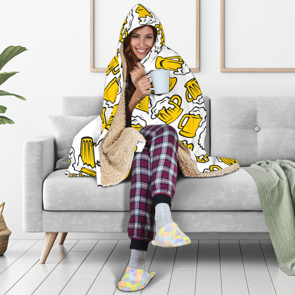 Beer Design Pattern Hooded Blanket