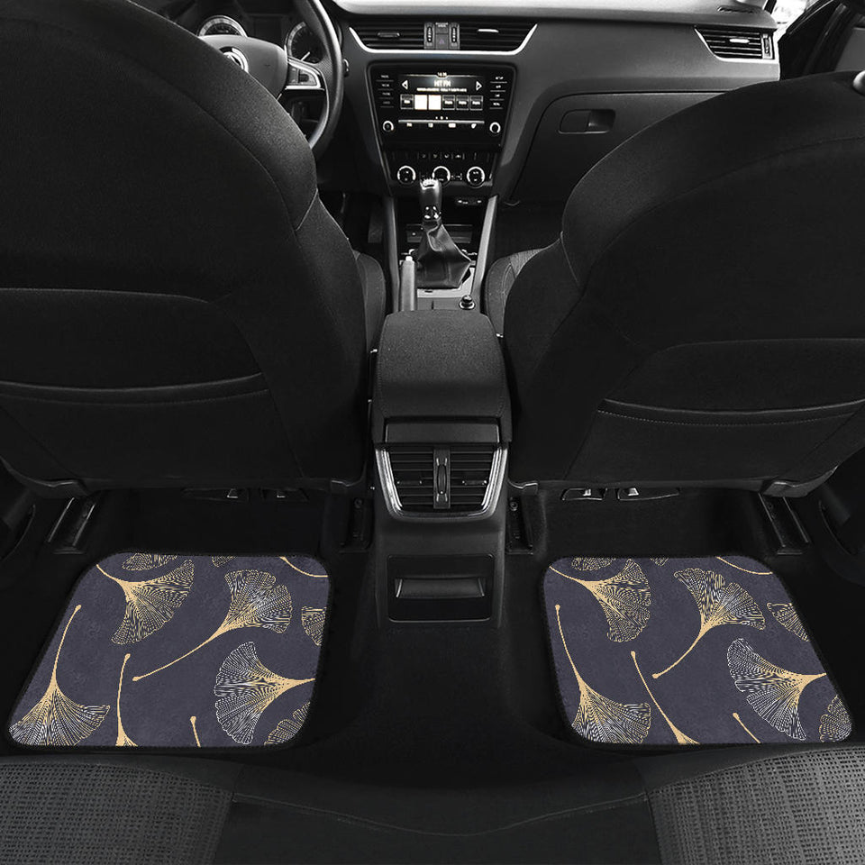 Gold Ginkgo Leaves Front And Back Car Mats