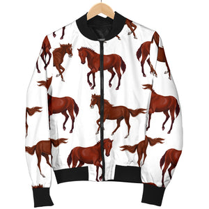 Horses Running Pattern Background Women'S Bomber Jacket