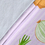 Cute Onions Smiling Faces Purple Background Premium Blanket