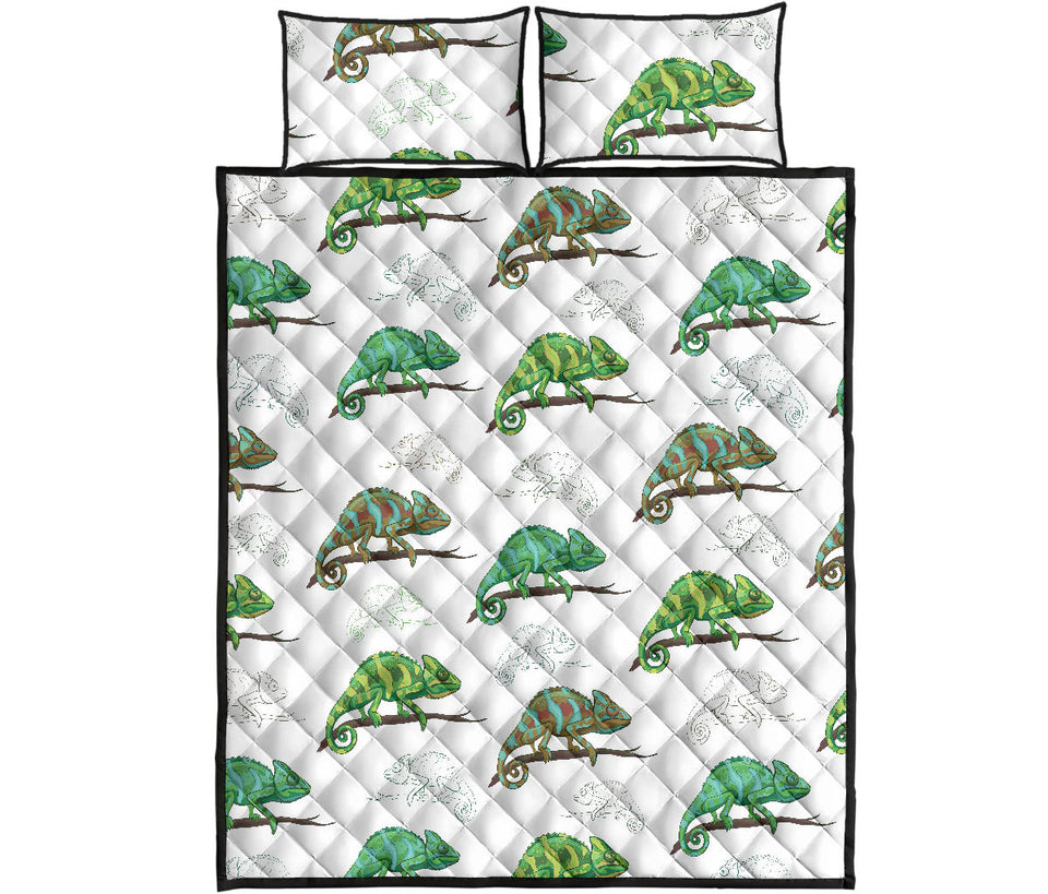 Chameleon lizard pattern Quilt Bed Set