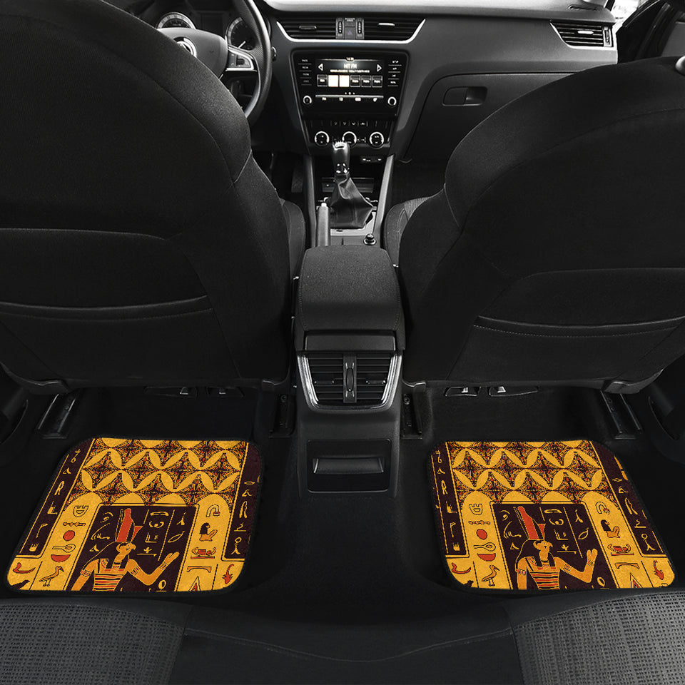 Egypt Hieroglyphics Pattern Print Design 05 Front and Back Car Mats