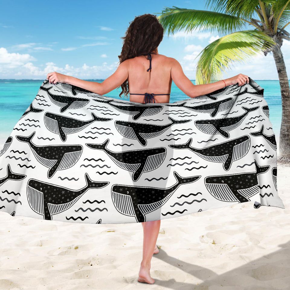 Black Whale Pattern Sarong