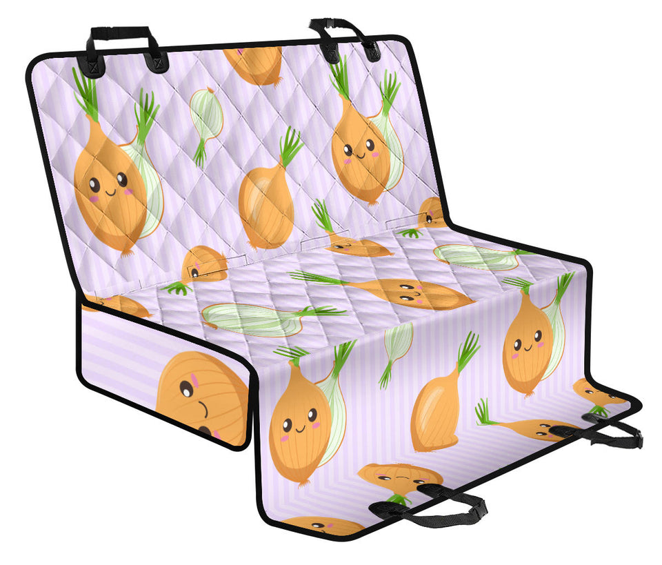 Cute Onions Smiling Faces Purple Background Dog Car Seat Covers