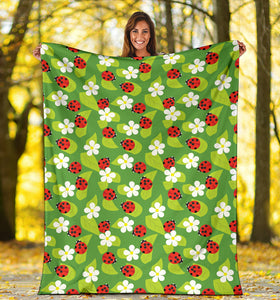 Ladybug Pattern Print Design 01 Premium Blanket