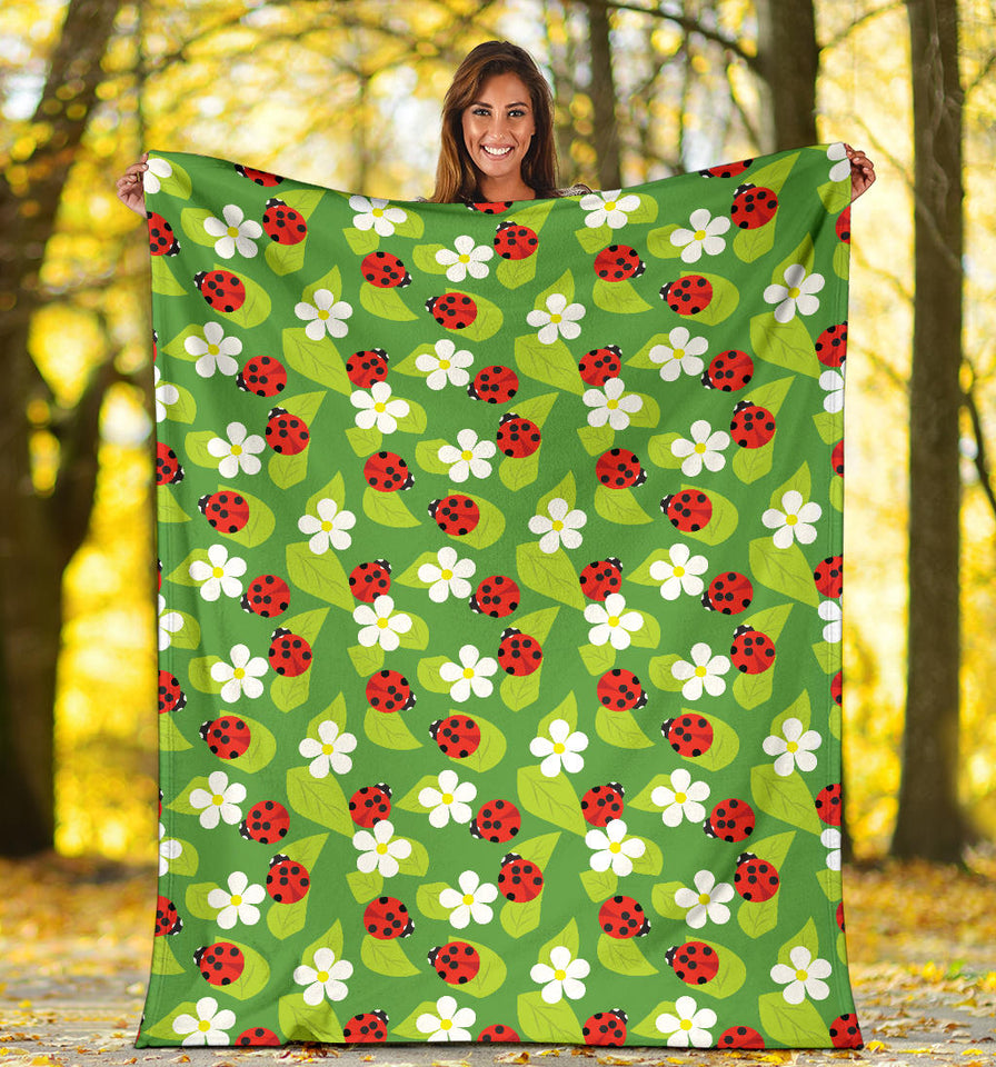 Ladybug Pattern Print Design 01 Premium Blanket
