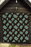 Sea Turtle Blue Stone Pattern Premium Quilt