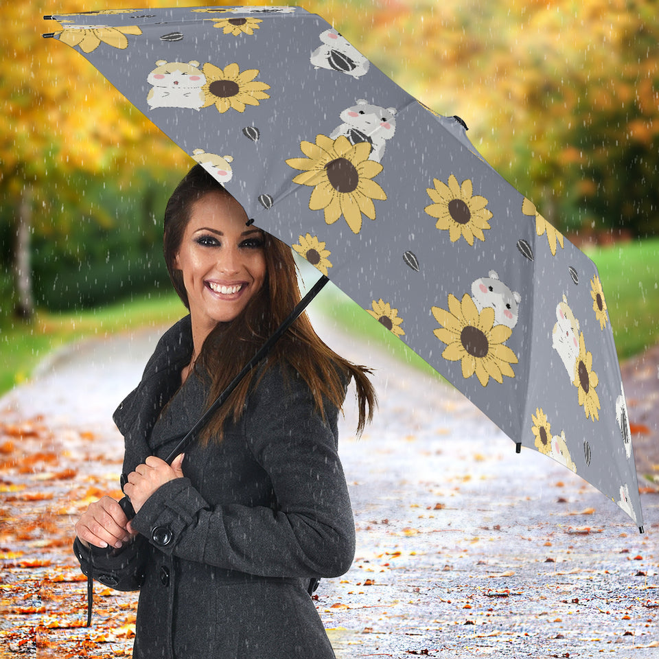 Cute Hamster Sunflower Pattern Background Umbrella