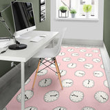 Clock Pattern Pink Blackground Area Rug