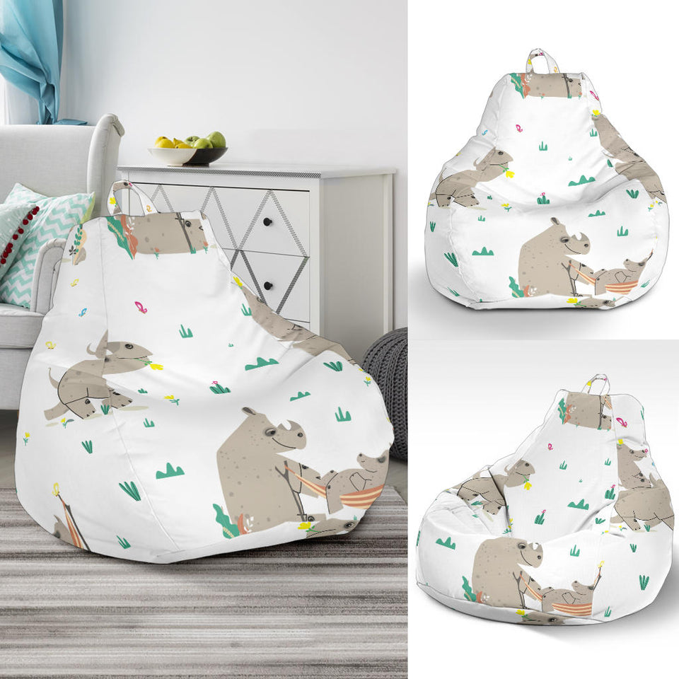 Cute Rhino Pattern Background Bean Bag Cover