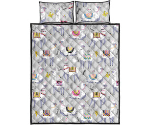 Cute Llama Alpaca pattern Quilt Bed Set