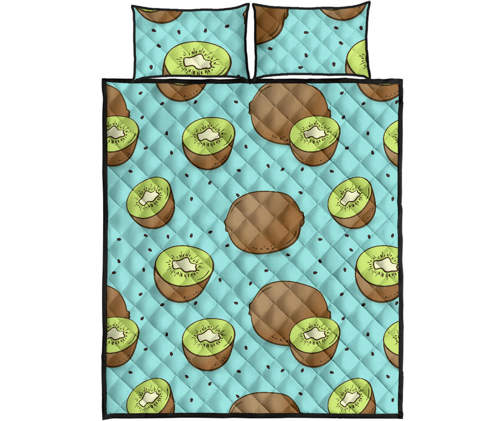 Kiwi blue background Quilt Bed Set